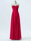 A-line Strapless Sweetheart Neck Chiffon Empire Long Bridesmaid Dresses APD2862-SheerGirl
