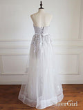 A-line Strapless Sweetheart Neck Lace Appliqued Long Prom Dresses APD3010-SheerGirl