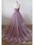 A-line Strapless Sweetheart Neck Mauve Long Prom Dresses SWD0030-SheerGirl