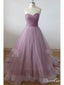 A-line Strapless Sweetheart Neck Mauve Long Prom Dresses SWD0030