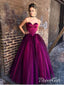 A-line Strapless Sweetheart Neck Organza Cheap Long Prom Dresses APD2849
