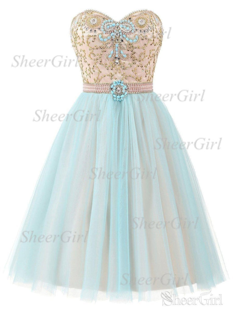 A-line Sweetheart Neck Shiny Beaded Short Homecoming Dresses APD2756 A-line Sweetheart Neck Shiny Beaded Short Homecoming Dresses APD2756