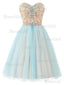 A-line Sweetheart Neck Lesklé korálkové krátké šaty APD2756 