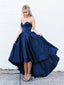 A-line Sweetheart Neck Strapless High Low Navy Prom Dresses APD2994