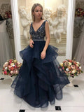 A-line Tiered Skirt Organza Prom Dresses Floor Length Prom Gowns ARD2188-SheerGirl