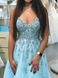 A-line V-neck Beaded Prom Dresses Lace Prom Gowns ARD2185-SheerGirl