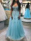 A-line V-neck Beaded Prom Dresses Lace Prom Gowns ARD2185