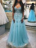 A-line V-neck Beaded Prom Dresses Lace Prom Gowns ARD2185-SheerGirl