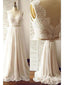 A-line V-neck Chiffon Skirt Beach Wedding Dresses Lace Bodice Bridal Dresses apd1741