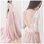 A-line V-neck Half Sleeves Chapel Train Ivory Lace Pink Organza Wedding Dresses,apd2539