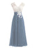 A-line V-neck Ivory Lace Applique Tea-length Bridesmaid Dresses Plus Size apd2656-SheerGirl