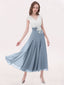 A-line V-neck Ivory Lace Applique Tea-length Bridesmaid Dresses Plus Size apd2656