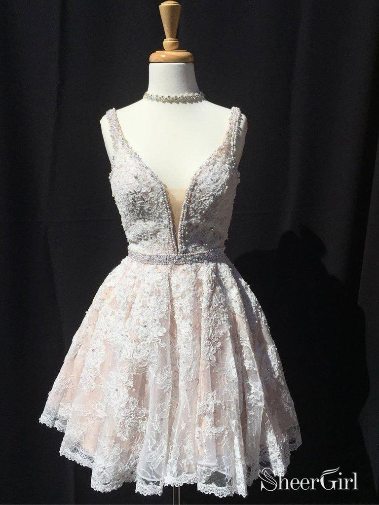 A-line V-neck Floral Embroidery Top Mini Short Homecoming Dresses apd2586 A-line V-neck Floral Embroidery Top Mini Short Homecoming Dresses apd2586
