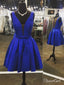 Una línea con cuello en V azul real vestidos de fiesta baratos APD2777 