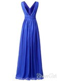 A-line V-neck Royal Blue Chiffon Bridesmaid Dresses for Wedding Party APD3001-SheerGirl