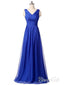 A-line V-neck Royal Blue Chiffon Bridesmaid Dresses for Wedding Party APD3001