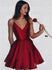 A-line V-neck Spaghetti Strap Burgundy Simple Homecoming Dresses with Pocket APD2544-SheerGirl