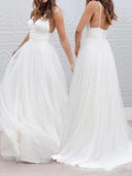 A-line V-neck Spaghetti Strap Simple Cheap Beach Wedding Dresses APD2450-SheerGirl