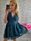 A-line V-neck Vintage Sky Blue Lace Short Homecoming Dresses,apd2649-SheerGirl