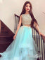 A-line/Princess Beaded Bodice High Low Two Piece Prom Dresses APD3059