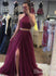 A-line/Princess Halter Two Piece Long Prom Dresses with Side Slit APD3032-SheerGirl