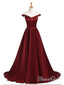 A-line/Princezna z ramene Vínové dlouhé plesové šaty APD3111 