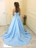 A-line/Princess Strapless Sweetheart Neck Satin Long Prom Dresses APD3112-SheerGirl