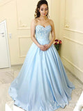 A-line/Princess Strapless Sweetheart Neck Satin Long Prom Dresses APD3112-SheerGirl