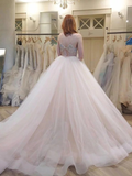 Affordable Beaded Wedding Dresses V Neck Spaghetti Strap Ball Gown Wedding Dresses AWD1093-SheerGirl