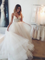 Affordable Beaded Wedding Dresses V Neck Spaghetti Strap Ball Gown Wedding Dresses AWD1093