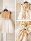 Ankle Length Golden Sequin Cute Flower Girl Dresses with Bow-knot on the Back ARD1220