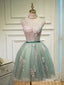 Aplikované mátové šaty Homecoming Dress Délka ke kolenům Otevřená záda Hoco šaty ARD1545 
