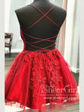 Appliqued Short Prom Dress Crossed Back Homecoming Dress ARD2775-SheerGirl
