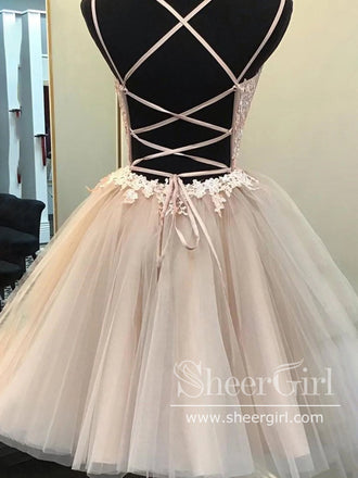 Appliqued Sweetheart Neckline Short Homecoming Dress Backless Short Party Dress ARD2834-SheerGirl