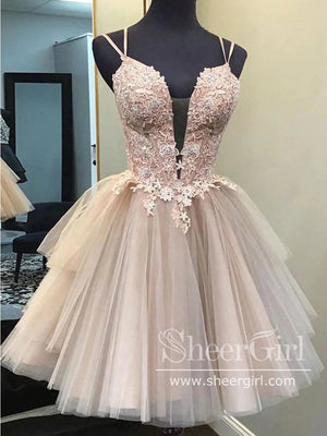 Appliqued Sweetheart Neckline Short Homecoming Dress Backless Short Party Dress ARD2834-SheerGirl