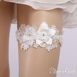 Appliqued White Lace Wedding Garters ACC1017-SheerGirl