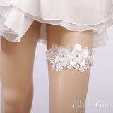 Appliqued White Lace Wedding Garters ACC1017-SheerGirl