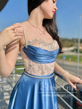 Baby Blue Beaded Bodice Prom Dresses with Jeweled Straps Satin Prom Gown ARD2887-SheerGirl