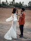 Vestidos de novia bohemios con manga de murciélago sin espalda vestido de novia rústico de sirena AWD1353 