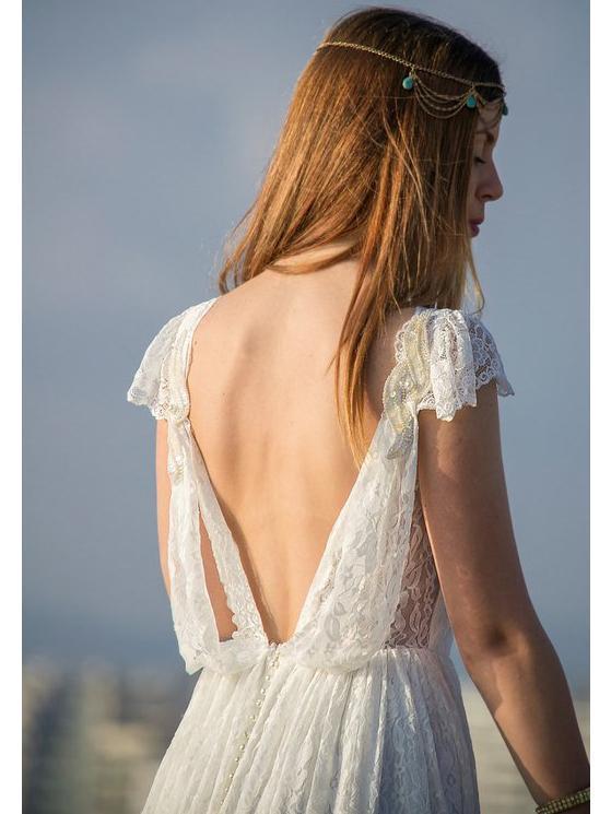 Backless Bohemian Beach Wedding Dresses Lace Boho Summer Wedding Dress AWD1221-SheerGirl