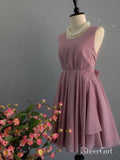Backless Dusty Rose Homecoming Dresses Chiffon Short Bridesmaid Dress ARD1483-SheerGirl