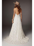 Backless Lace Beach Wedding Dresses Cheap Vintage Summer Wedding Dresses AWD1099-SheerGirl