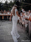 Vestidos de novia de sirena bohemia de encaje sin espalda vestido de novia bohemio con manga casquillo AWD1410 