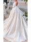 Svatební šaty s dlouhým rukávem v barvě slonové kosti bez zad, skromné ​​svatební šaty s 3/4 rukávem AWD1136 