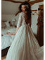 Backless Modest Vintage Lace Ball Gown Wedding Dresses with Sleeves AWD1310