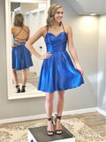 Backless Royal Blue Simple Homecoming Dresses Sweetheart Neck ARD1813-SheerGirl
