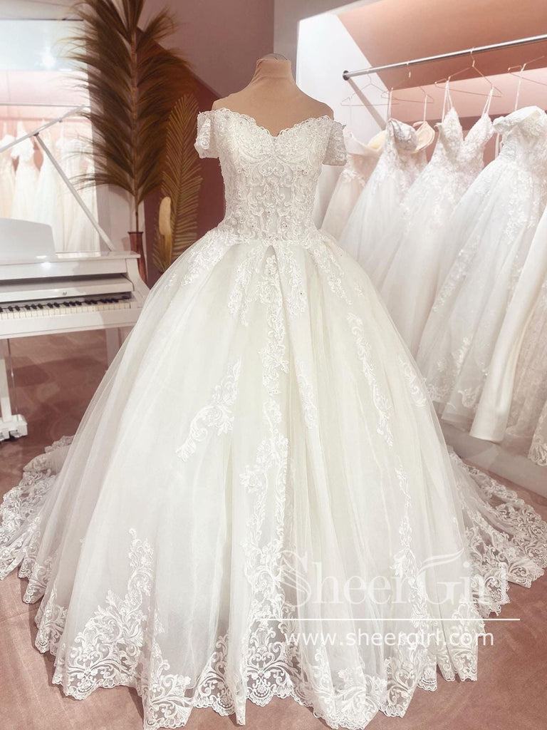 Ball Gown Bridal Dress Off the Shoulder Sweetheart Neck Wedding Dress AWD1863-SheerGirl