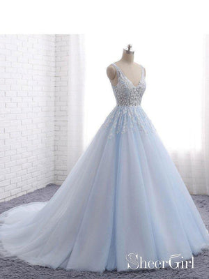 Ball Gown Prom Dresses with Train,See Through Wedding Dresses APD3178-SheerGirl
