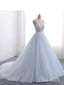 Ball Gown Prom Dresses with Train,See Through Wedding Dresses APD3178