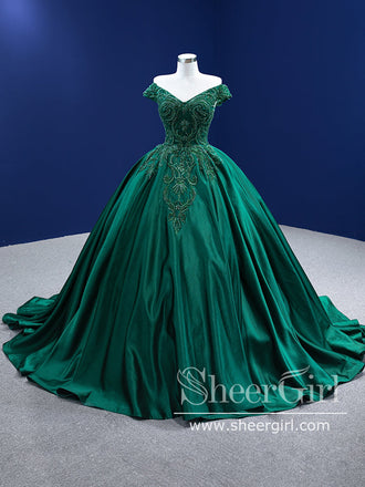 Ball Gown Sequins Sparkly Off the Shoulder Quinceanera Dresses with Corset Back ARD2853-SheerGirl